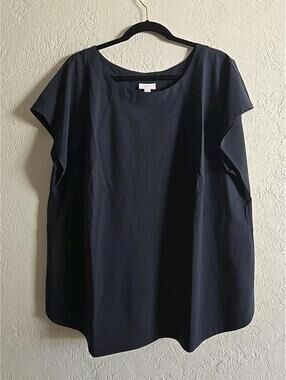 J Jill Top Womens 3X Cap Short Sleeve Boat Neck Stretch Navy